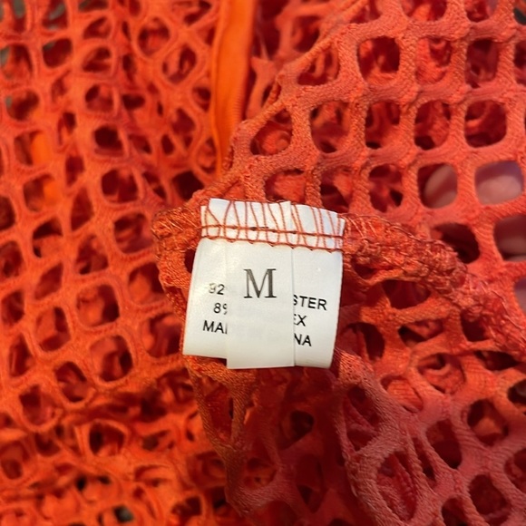 Orange Cropped Netted Top CoverUp - Picture 3 of 3